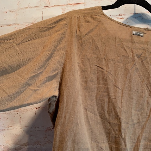 Vintage Columbia button down blouse scoop neck L - Picture 3 of 12